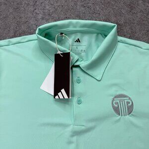 Adidas Polo Shirt Men L Light Green Performance Golf Stretch Short Sleeve